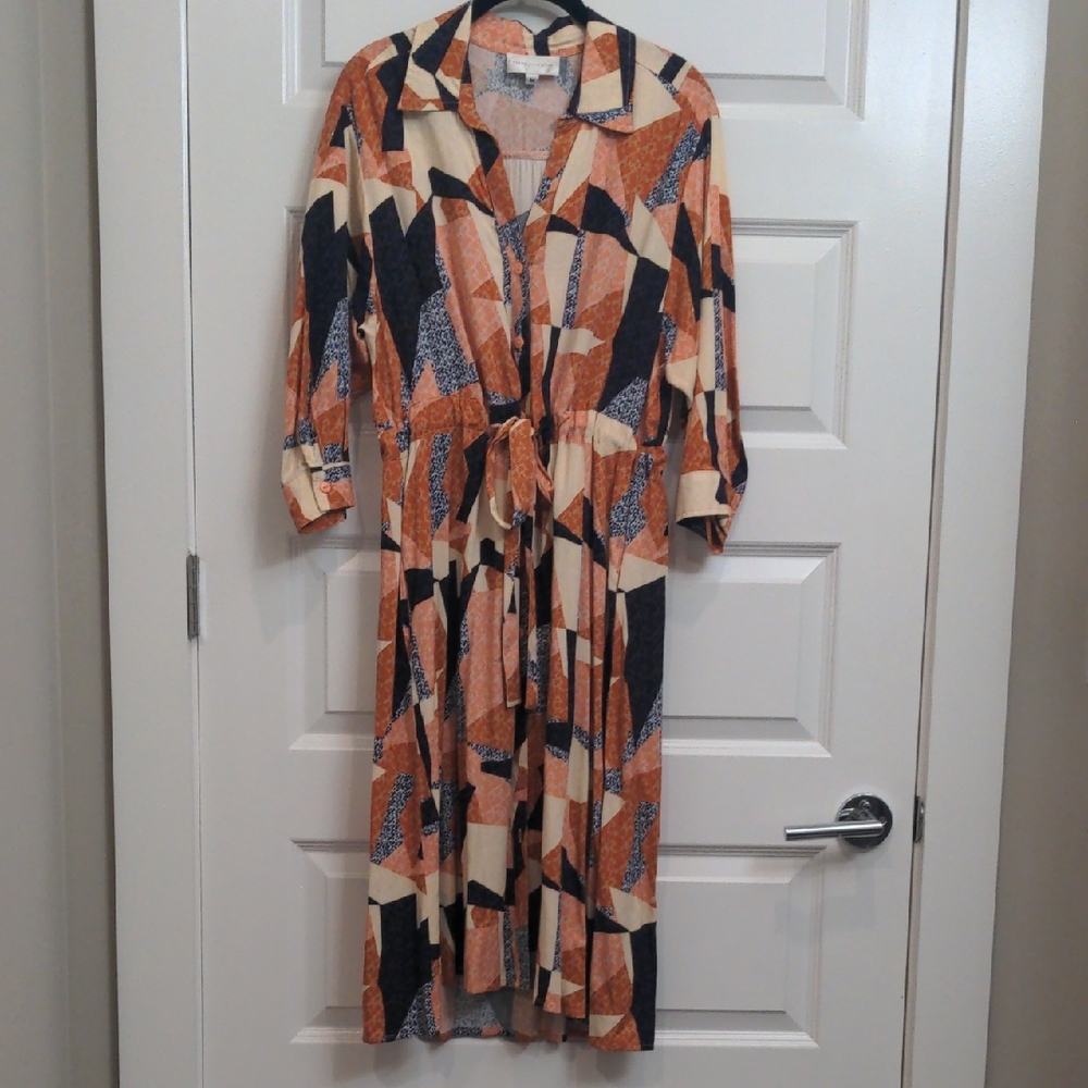 Corey Lynn Calter Geometric Long Sleeve Dress